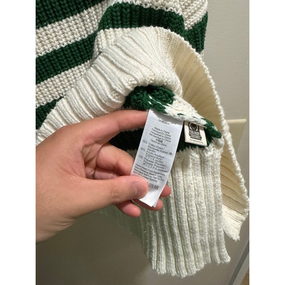 Madewell | NEW Wide Rib Turtleneck Sweater in Varsity Green/White Stripe Preppy - Picture 11 of 15